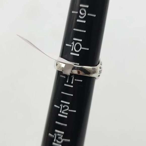 Blue Black Acrylic Dotted Cabochon Silver Tone Dome Ring Size 10.75 Vintage - Picture 4 of 4